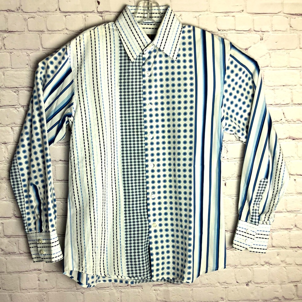 Roar Men's Asymmetric Print Button Down Shirt Sz.M